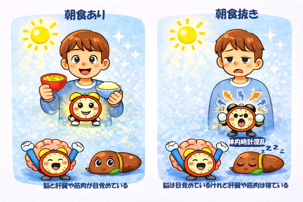 朝食の有無で起きる、主時計と末梢時計のズレ